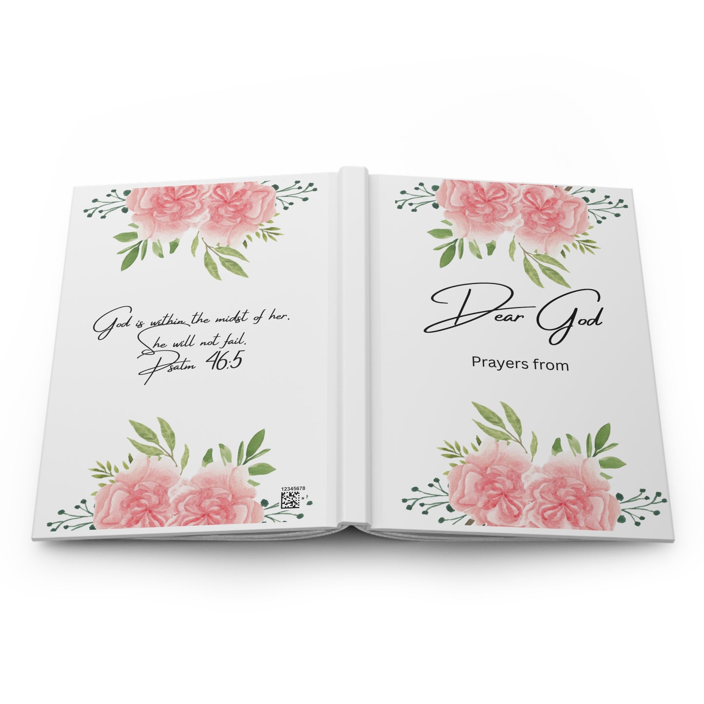 Hardcover Prayer Journal — "Dear God" Floral Personalized Devotional Notebook