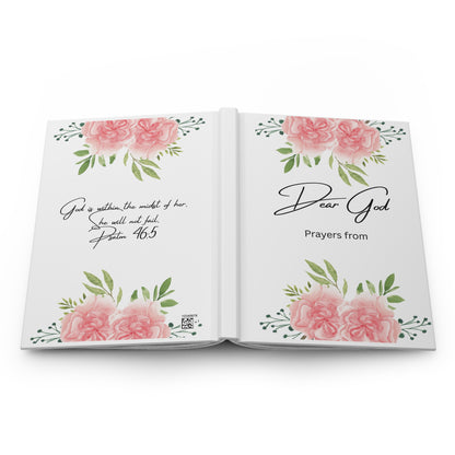 Hardcover Prayer Journal — "Dear God" Floral Personalized Devotional Notebook